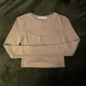 ZARA long sleeve cutout top